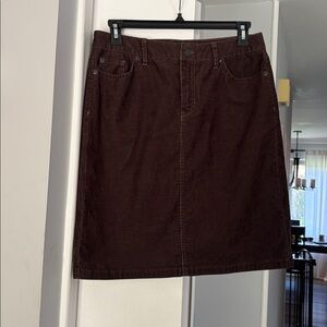 L.L. Bean Classic Brown Denim Corduroy Skirt